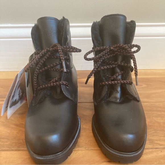 NWT Vintage Waterproof Black Leather Lined Insulated Winter Moto Boots 6.5 - Picture 9 of 12